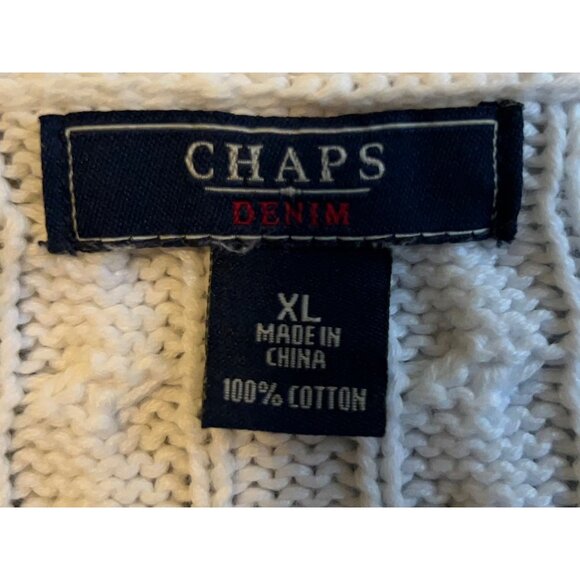 CHAPS Women Chunky Cotton Cable Knit Shawl Collar Cardigan Size XL 100% COTTON B - Picture 7 of 8